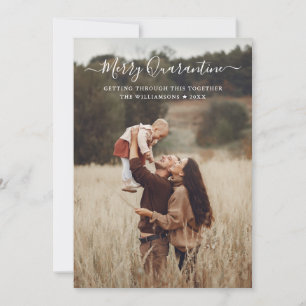 Cartão De Festividades Natal Divertido de Quarentena Foto da Família com 