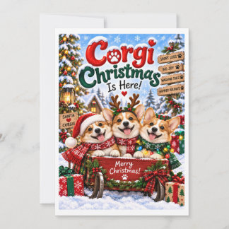 Cartão De Festividades Natal Divertido do Corgi Chegou