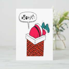 Cartão De Festividades Natal Divertido e Caprichoso Papai Noel Ficou Pres