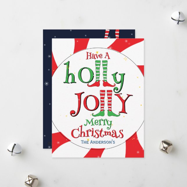 Cartão De Festividades Natal Divertido Festivo Fofo e Alegre Elfo de Nata (Frente/Verso In Situ)