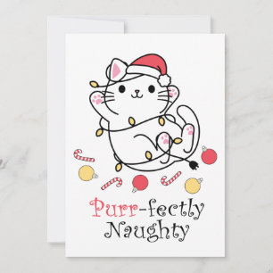 Cartão De Festividades Natal Divertido Gato Santa Perfeitamente Malvado