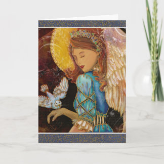 Cartão De Festividades Natal do Anjo e da Dove do Renascimento