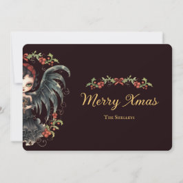 Cartão De Festividades Natal do Anjo Gótico Escuro