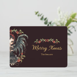 Cartão De Festividades Natal do Anjo Gótico Escuro