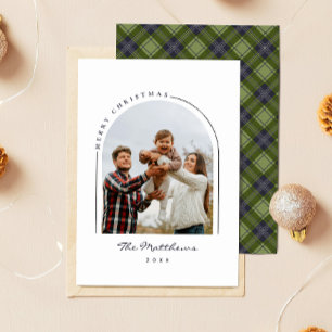 Cartão De Festividades Natal do Arco de Fotos da Família de Xadrezes Simp