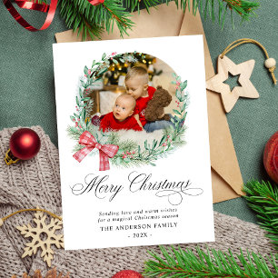 Cartão De Festividades Natal do Arco de Wreath Modern Watercolor