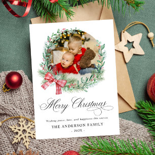 Cartão De Festividades Natal do Arco de Wreath Modern Watercolor