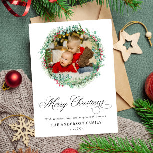 Cartão De Festividades Natal do Arco de Wreath Modern Watercolor