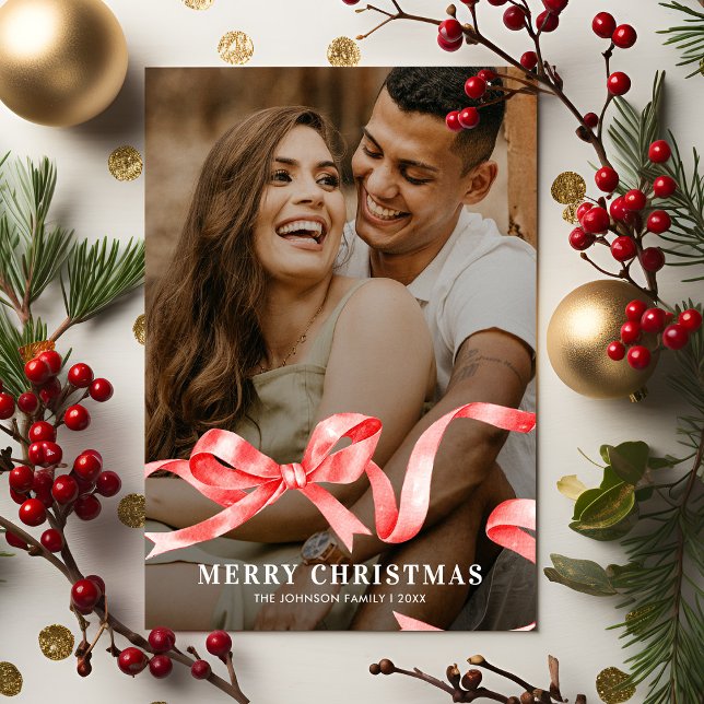 Cartão De Festividades Natal do Arco Red Ribbon (Criador carregado)