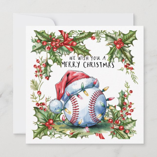 Cartão De Festividades Natal do Baseball (Frente)