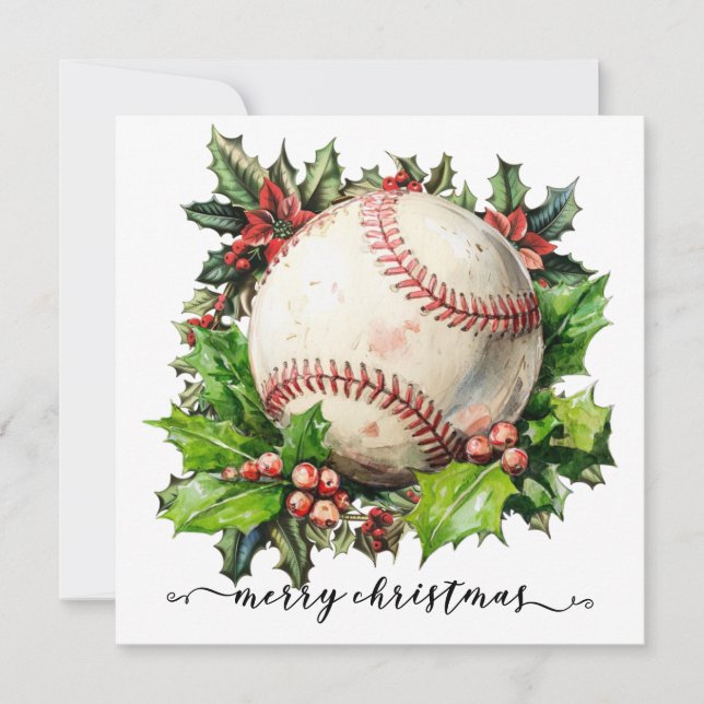 Cartão De Festividades Natal do Baseball (Frente)