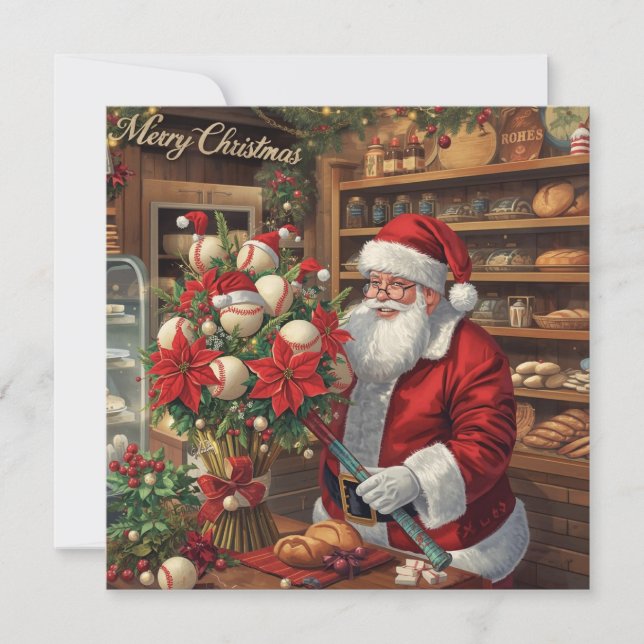 Cartão De Festividades Natal do Baseball (Frente)