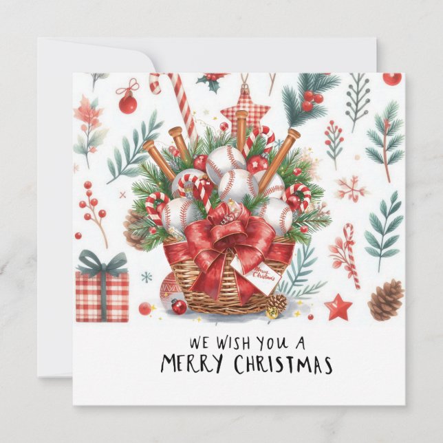 Cartão De Festividades Natal do Baseball (Frente)