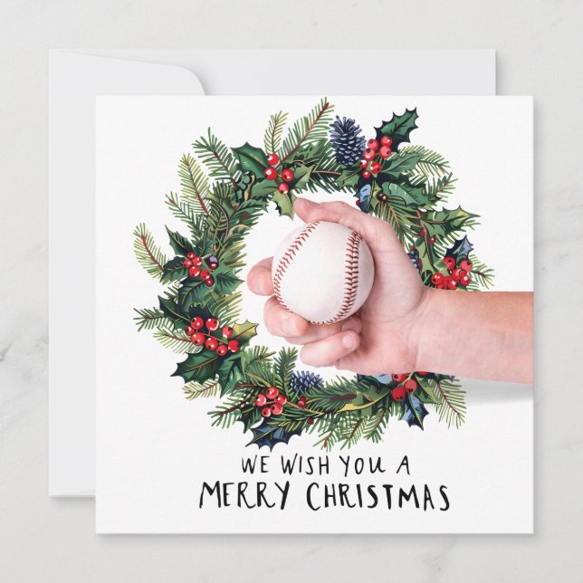 Cartão De Festividades Natal do Baseball (Frente)