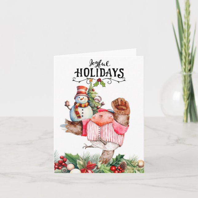 Cartão De Festividades Natal do Baseball (Frente)