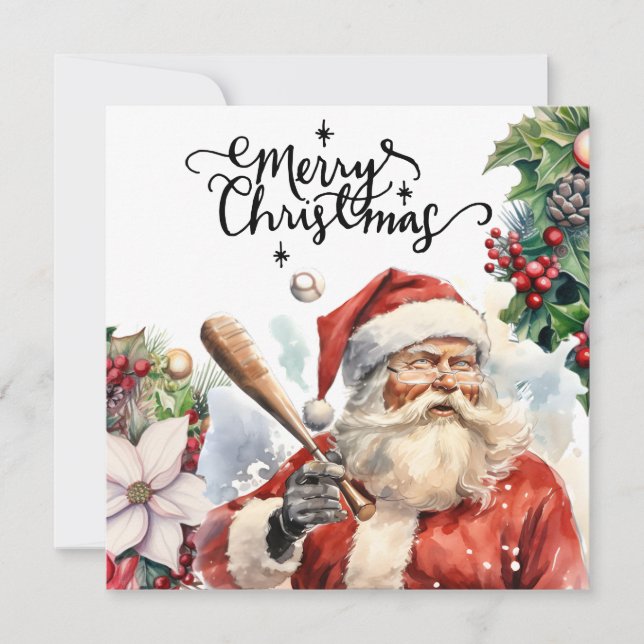 Cartão De Festividades Natal do Baseball (Frente)