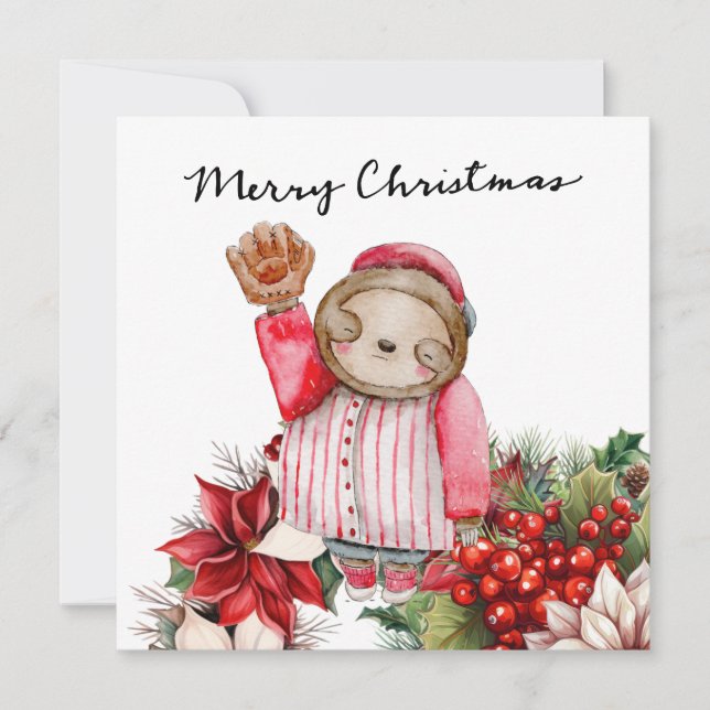 Cartão De Festividades Natal do Baseball (Frente)