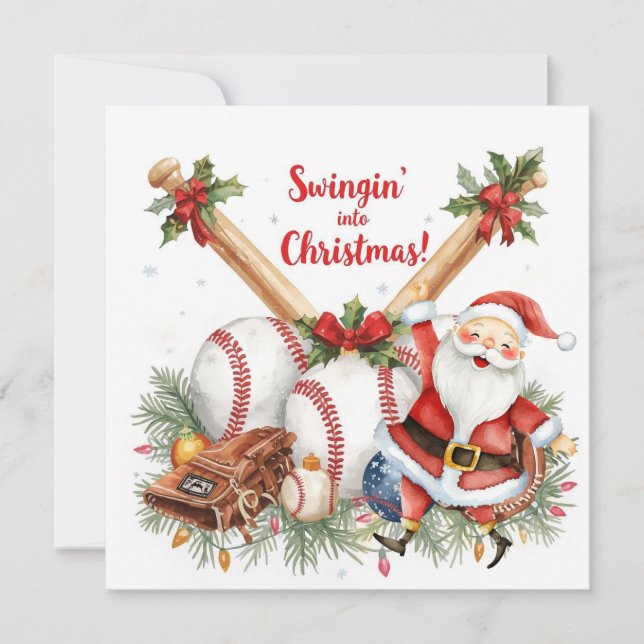 Cartão De Festividades Natal do Baseball (Frente)