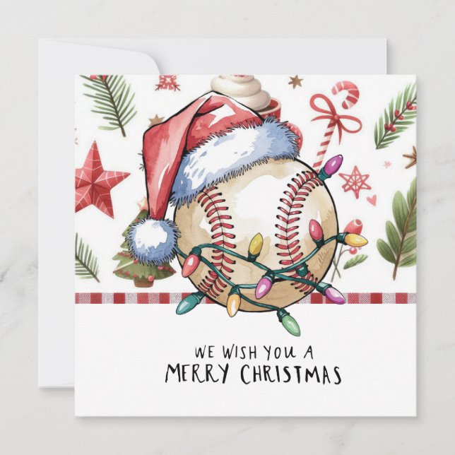 Cartão De Festividades Natal do Baseball (Frente)