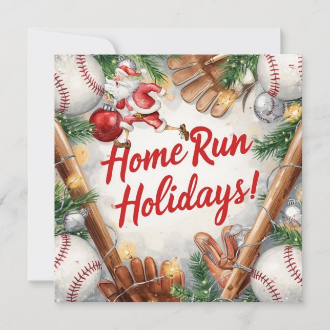 Cartão De Festividades Natal do Baseball (Frente)