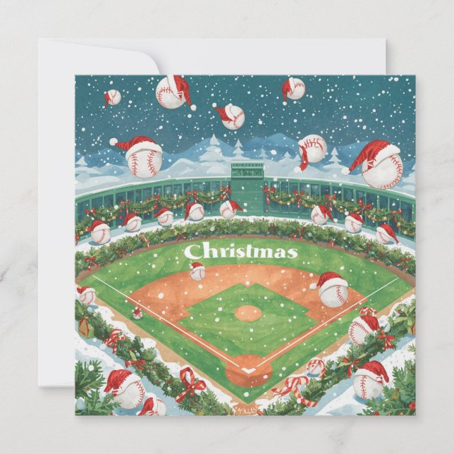 Cartão De Festividades Natal do Baseball (Frente)