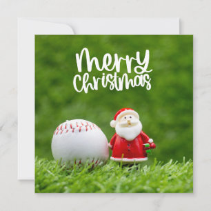 Cartão De Festividades Natal do Baseball temido com Papai Noel