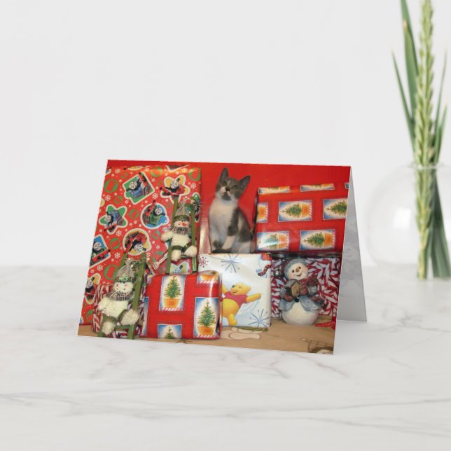 Cartão De Festividades Natal do Bob - Gato / Gatinho (Frente)