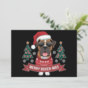 Cartão De Festividades Natal do Boxer Alegre Amante de Cachorro Boxer Fof