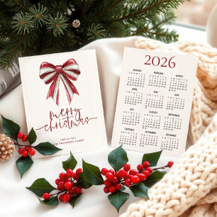 Cartão De Festividades Natal do Calendário do Arco Branco Vermelho 2026