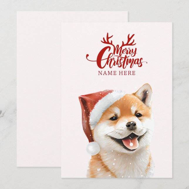 Cartão De Festividades Natal do cão Shiba inu (Frente/Verso)