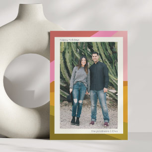 Cartão De Festividades Natal do Casal Moderno do Colorblock Retro