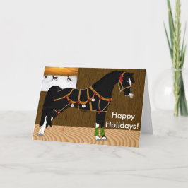 Cartão De Festividades Natal do Cavalo Árabe Negro