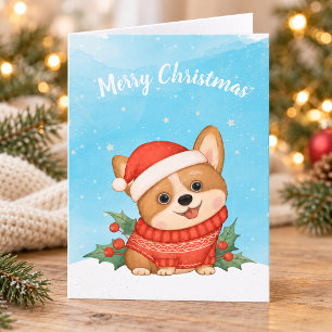 Cartão De Festividades Natal do Corgi Fofo