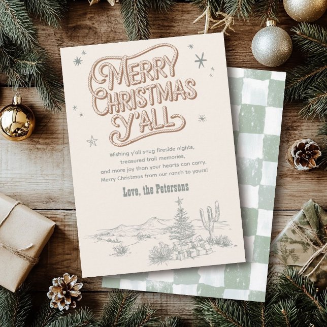 Cartão De Festividades Natal do Cowboy Ocidental Feliz Natal Y (Criador carregado)