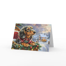 Natal do Dachshund Preto e Castanho Fofo