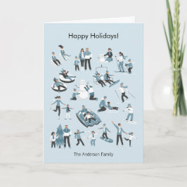 Cartão De Festividades Natal do divertimento da família do inverno