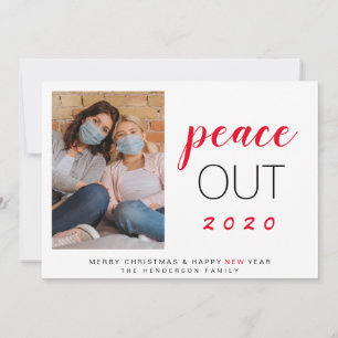 Cartão De Festividades Natal do Feliz ano novo de Fotos do Peace Out 2020