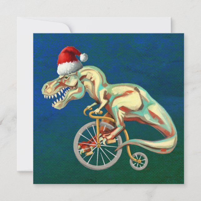 Cartão De Festividades Natal do Hipster T-Rex (Frente)