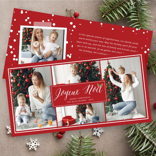 Cartão De Festividades Natal do Joyeux Noel Simple Script Modern 4 (Criador carregado)
