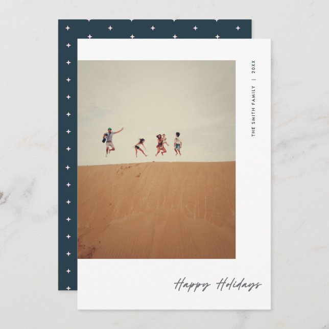 Cartão De Festividades Natal do Marinho de Foto Mínimo Moderno (Frente/Verso)