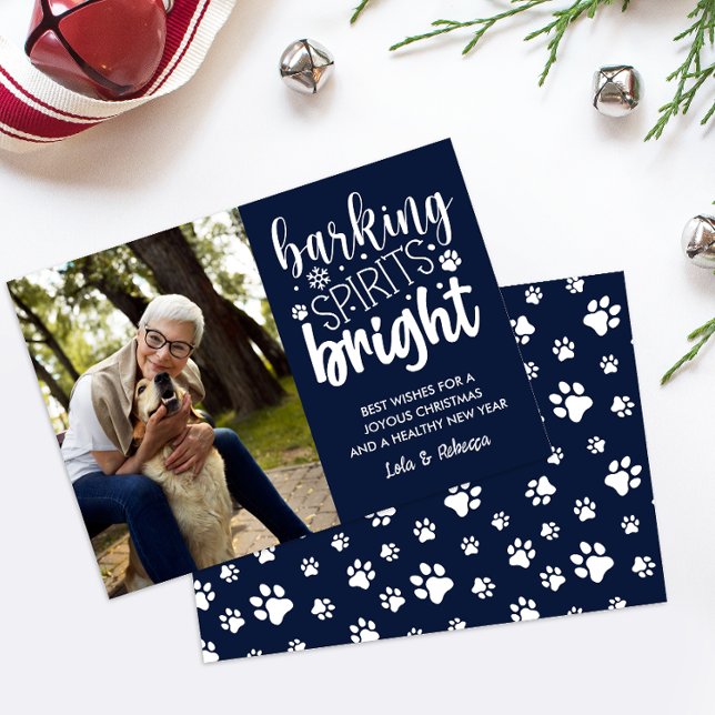 CARTÃO DE FESTIVIDADES NATAL DO MARINHO DO ESPÍRITO BRILHANTE DO CACHORRO (NAVY WHITE PET OR DOG THEMED PHOTO CARD FOR ANIMAL LOVER ADD YOU FURRY FRIEND FOTO DIGITAL DOWNLOAD)