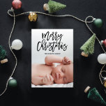 Cartão De Festividades Natal DO MERRY CHRISTMAS com Foto de Lado Duplo<br><div class="desc">Este cartão de Natal simples e impressionante mostra sua foto favorita com uma cobertura moderna de pincel. A parte traseira apresenta um padrão vermelho de xadrez,  uma segunda foto e um ponto para texto adicional.</div>