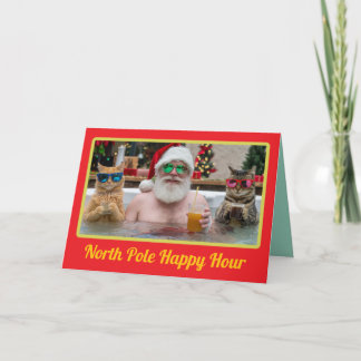 Cartão De Festividades Natal do Papai Noel Engraçado na Banheira de Hidro