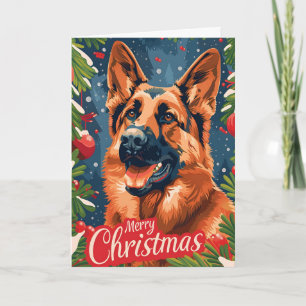 Cartão De Festividades Natal do Pastor Alemão