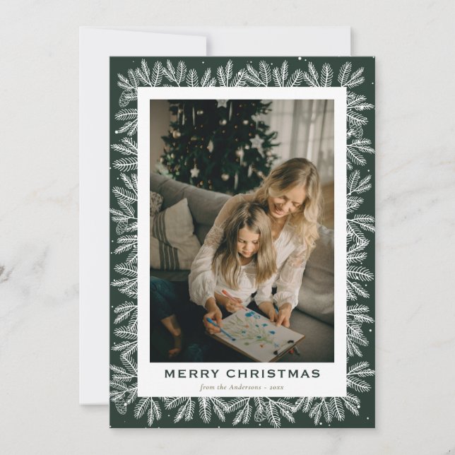 Cartão De Festividades Natal do Pinheiro da Floresta Verde Moderna (Frente)