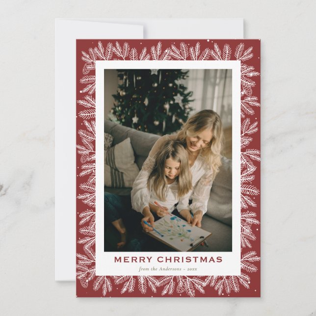 Cartão De Festividades Natal do Pinheiro da Floresta Vermelha Personaliza (Frente)