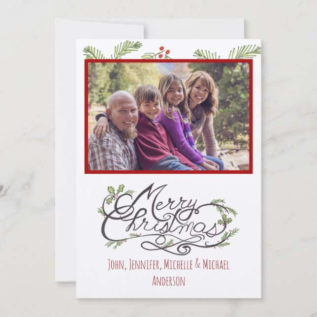 Cartão De Festividades Natal do Rustic Pine Photo Holiday (Frente)