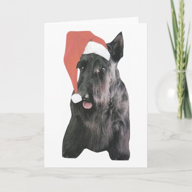 Cartão De Festividades Natal do Scottish Terrier Santa Hat (Frente)