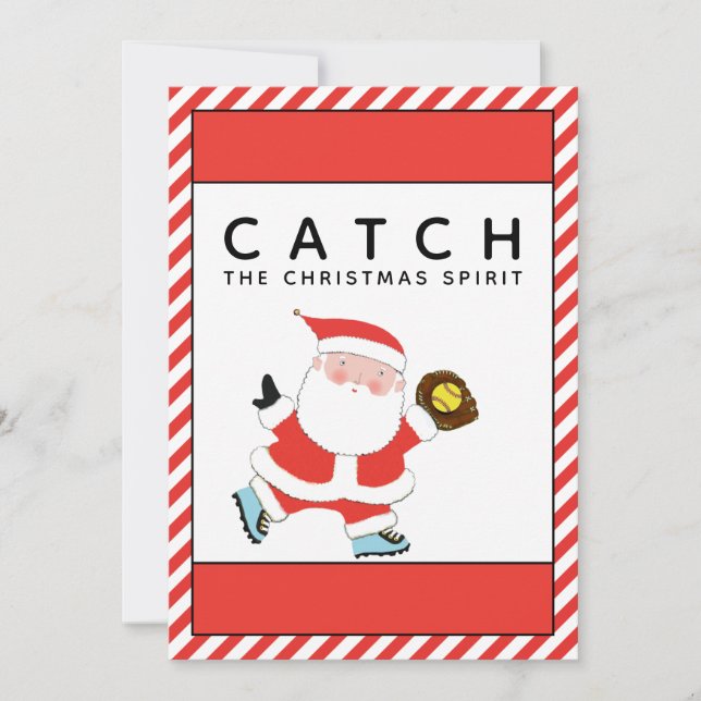 Cartão De Festividades Natal do Softball (Frente)