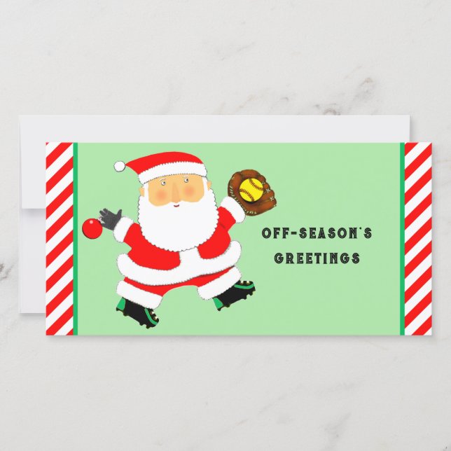 Cartão De Festividades Natal do Softball (Frente)